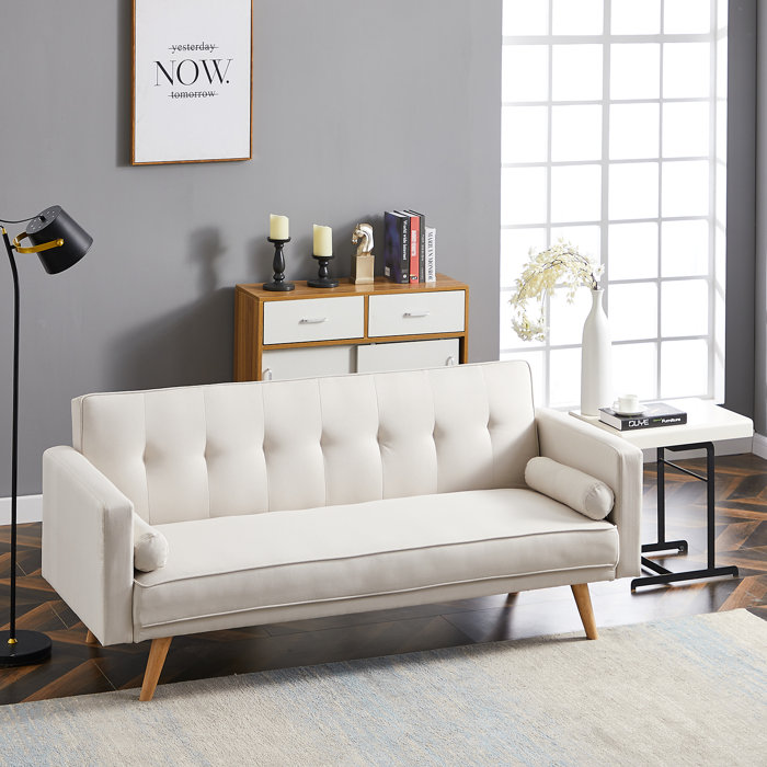 Mercury Row® Angus Twin 71.6'' Wide Linen Tufted Back Convertible Sofa